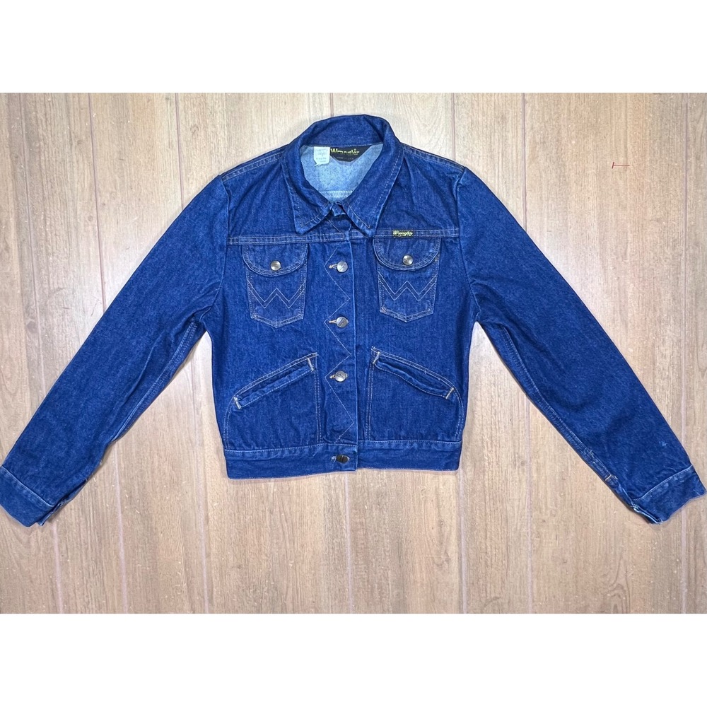 Wrangler Vintage Denim Trucker Jacket Made in USA Blue Cotton B1457PW Size 9 - Picture 9 of 11